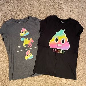 2-Children’s Place poop graphic t-shirts crew neck XXL 16 girls juniors